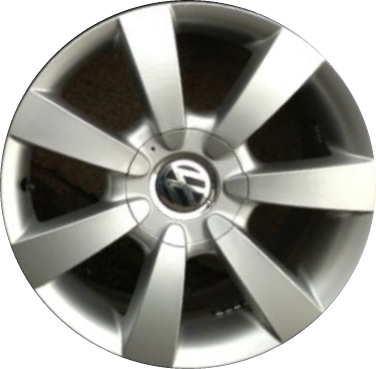 Volkswagen Beetle 2006-2009, Jetta 2008-2009 powder coat silver 16x6.5 aluminum wheels or rims. Hollander part number 69815, OEM part number 1C0601025AB8Z8.