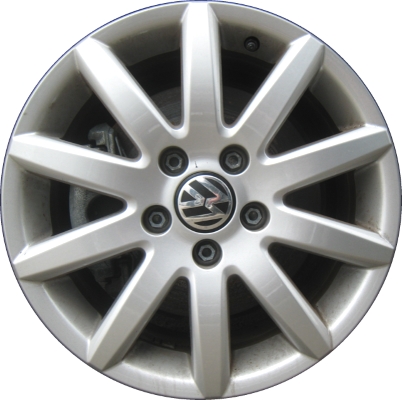 Volkswagen Jetta 2005-2014 powder coat silver 16x6.5 aluminum wheels or rims. Hollander part number ALY69819, OEM part number 1K0601025BC8Z8.