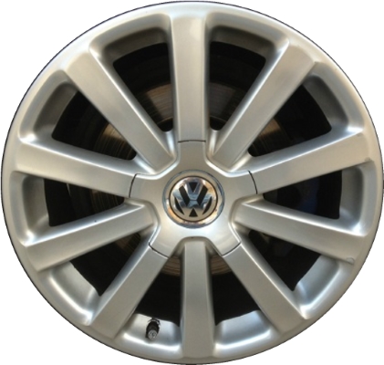 Volkswagen Golf 2008-2009, Golf GTi 2008-2009, Rabbit 2008-2009 powder coat silver 18x7.5 aluminum wheels or rims. Hollander part number 69857, OEM part number 1K0601025BL8Z8.