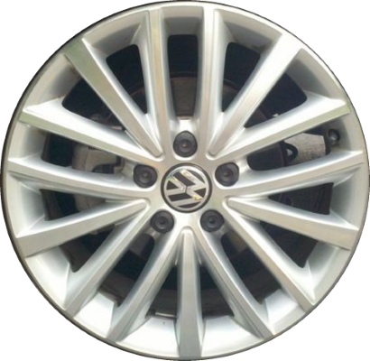 Volkswagen Jetta 2011-2016 silver machined 17x7 aluminum wheels or rims. Hollander part number ALY69910U10/69985, OEM part number 5C0601025AH8Z8.