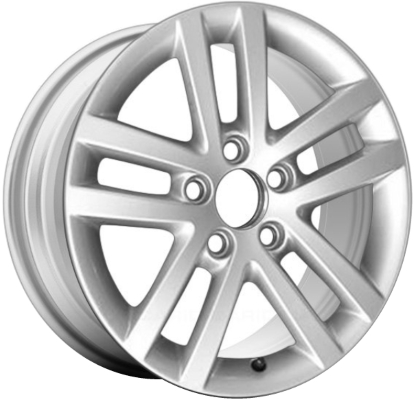 Volkswagen Golf 2010-2014 powder coat silver 16x6.5 aluminum wheels or rims. Hollander part number ALY69925, OEM part number 5K0601025E8Z8.