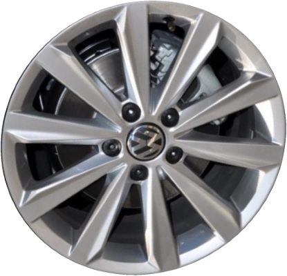 Volkswagen Golf 2012-2014 powder coat hyper silver 17x7.5 aluminum wheels or rims. Hollander part number ALY69944, OEM part number 5K0601025AD88Z.
