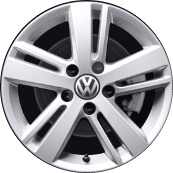 Volkswagen Jetta 2012-2014 powder coat silver 16x6.5 aluminum wheels or rims. Hollander part number ALY69972, OEM part number 5C0601025AB8Z8.