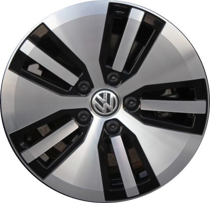 Volkswagen Golf 2015-2019 black machined 16x6.5 aluminum wheels or rims. Hollander part number ALY69988, OEM part number 5GE601025FZZ.