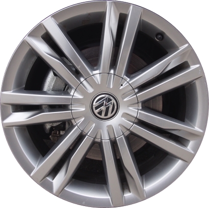 Volkswagen Golf 2015-2018 powder coat hyper silver 17x7 aluminum wheels or rims. Hollander part number ALY69990U77/70012, OEM part number 5G0601025BS88Z.