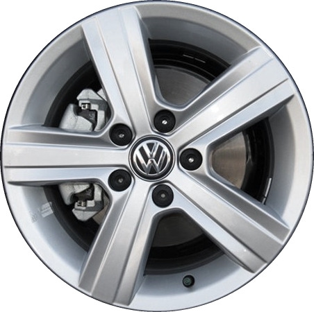 Volkswagen Golf 2015-2018 powder coat silver 16x6.5 aluminum wheels or rims. Hollander part number ALY69992, OEM part number 5G0601025BB8Z8.