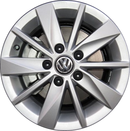 Volkswagen Golf 2015-2019 powder coat silver 15x6 aluminum wheels or rims. Hollander part number ALY69994, OEM part number 5G0601025BA8Z8.
