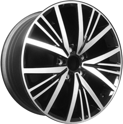 Volkswagen Jetta 2018 black machined 16x6.5 aluminum wheels or rims. Hollander part number ALY70032, OEM part number 1K0601025BPFZZ.