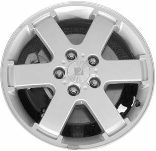 Saturn Relay 2005 powder coat silver 17x6.5 aluminum wheels or rims. Hollander part number ALY7036, OEM part number 9595527.