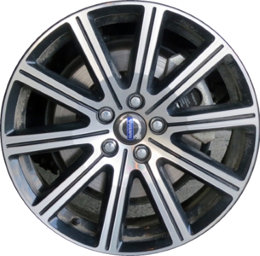 Volvo S60 2014-2018, V60 2015-2016 black machined 18x8 aluminum wheels or rims. Hollander part number 70393, OEM part number 314146580.