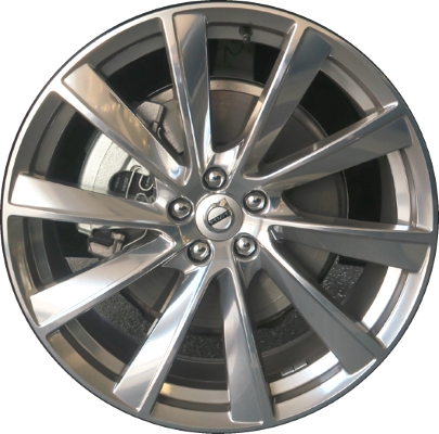 Volvo XC90 2015-2023 polished 21x9 aluminum wheels or rims. Hollander part number ALY70408U80, OEM part number 31454229, 31454203.
