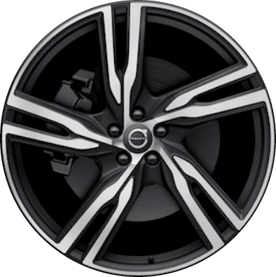 Volvo XC90 2016-2019 charcoal machined 22x9 aluminum wheels or rims. Hollander part number ALY70424, OEM part number 314147232.