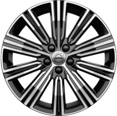 Volvo S60 2019-2022, V60 2019-2021 black machined 18x8 aluminum wheels or rims. Hollander part number 70475, OEM part number 322071523.
