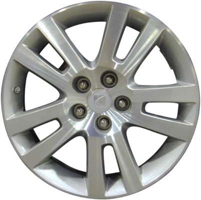Saturn Aura 2007-2010 silver machined 17x7 aluminum wheels or rims. Hollander part number ALY7047, OEM part number 19149985.