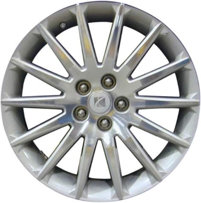 Saturn Aura 2007-2010 silver machined 18x7 aluminum wheels or rims. Hollander part number ALY7048, OEM part number 19149986.