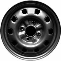 Hyundai Elantra 1992-2000, Sonata 1995-2001, Tiburon 1997-1999 powder coat black 14x5.5 steel wheels or rims. Hollander part number STL70645, OEM part number 5291023210, 5291023240, 5291023230.