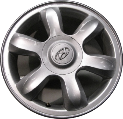 Hyundai Accent 2006-2011 powder coat silver 15x5.5 aluminum wheels or rims. Hollander part number ALY70724, OEM part number 5.29E+305.