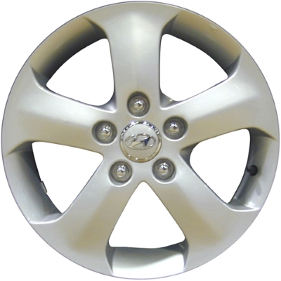 Hyundai Elantra 2007-2010 powder coat silver 16x6 aluminum wheels or rims. Hollander part number ALY70740U, OEM part number 529102H210, 529102H260.