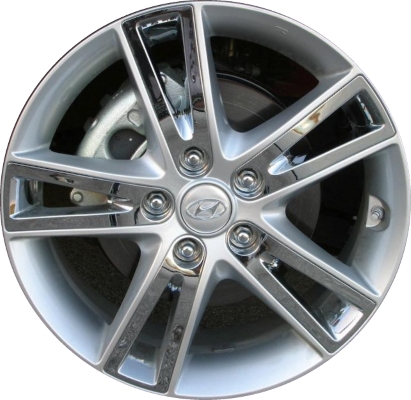 Hyundai Elantra 2009-2012 powder coat silver 17x7 aluminum wheels or rims. Hollander part number ALY70778, OEM part number 529102L300, 529102L360.