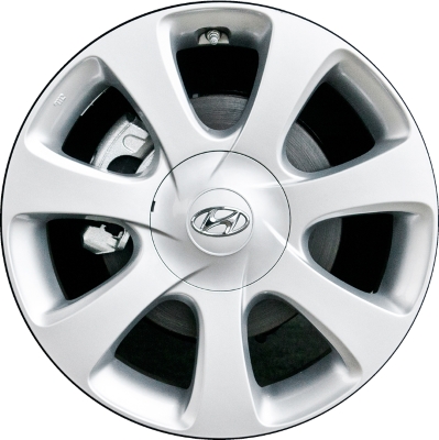 Hyundai Elantra 2011-2013 powder coat silver 17x7 aluminum wheels or rims. Hollander part number ALY70807U20.BLS09, OEM part number 529103X350, 529103X300.