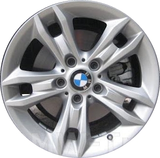 BMW X1 2013-2015 powder coat silver 17x7.5 aluminum wheels or rims. Hollander part number ALY71594, OEM part number 36116789142, 36116867130.