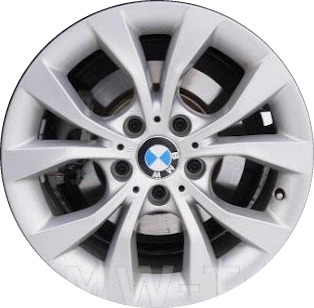 BMW X1 2013-2015 powder coat silver 17x7.5 aluminum wheels or rims. Hollander part number ALY71595, OEM part number 36116789141.