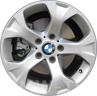 BMW X1 2013-2015 powder coat silver 17x7.5 aluminum wheels or rims. Hollander part number ALY71596, OEM part number 36116789140.