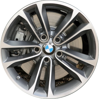 BMW X1 2013-2015 dark grey machined 18x8 aluminum wheels or rims. Hollander part number ALY71602, OEM part number 36116850293.