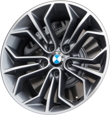 BMW X1 2013-2015 grey machined 18x8 aluminum wheels or rims. Hollander part number ALY71604, OEM part number 36116789147.