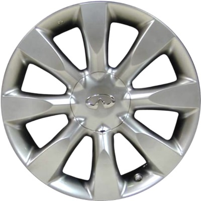 Infiniti M35 2006-2007, M45 2006-2007 powder coat hyper silver 18x8 aluminum wheels or rims. Hollander part number 73686U77, OEM part number 40300EH025, 40300EH027.