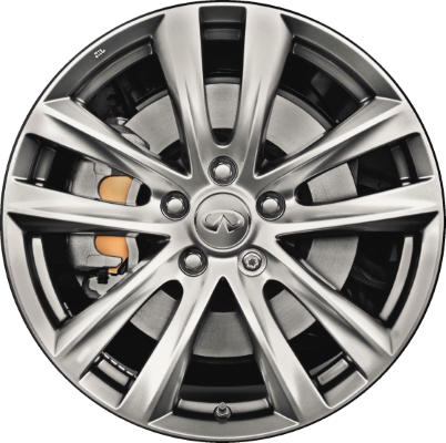 Infiniti Q70 2015-2019 powder coat hyper silver 18x8 aluminum wheels or rims. Hollander part number ALY73777, OEM part number D0C003ZF4A.