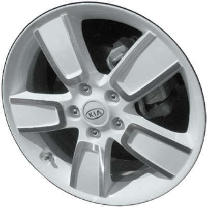 KIA SOUL 2010-2013 white machined 18x7 aluminum wheels or rims. Hollander part number ALY74618A50, OEM part number 529102K550.