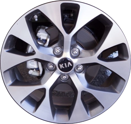KIA SOUL 2012-2013 dark grey machined 18x7.5 aluminum wheels or rims. Hollander part number ALY74662, OEM part number 529102K750.