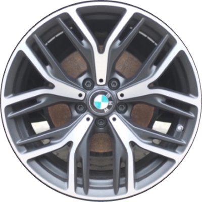 BMW X3 2015-2017, X4 2015-2018 charcoal machined 20x8.5 aluminum wheels or rims. Hollander part number 86107, OEM part number 36116864262.
