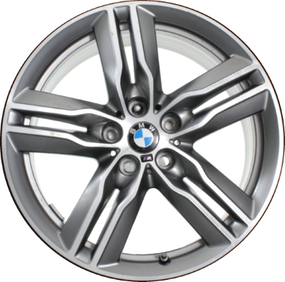 BMW X1 2016-2020, X2 2018-2020 grey machined 18x7.5 aluminum wheels or rims. Hollander part number 86214, OEM part number 36107850456.