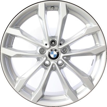 BMW X3 2018-2020, X4 2019-2020 powder coat silver 19x7.5 aluminum wheels or rims. Hollander part number 86353, OEM part number 36116877325.