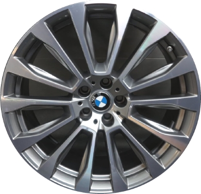 BMW X3 2018-2020, X4 2020 silver machined 20x8 aluminum wheels or rims. Hollander part number 86358, OEM part number 36116877332.