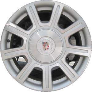 Cadillac DTS 2008-2011 silver machined 17x7 aluminum wheels or rims. Hollander part number ALY4618, OEM part number 9596588.