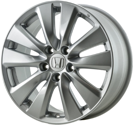 Honda Accord 2011-2012 powder coat silver 17x7.5 aluminum wheels or rims. Hollander part number ALY64015U, OEM part number 42700TA0A74, 42700TA0A73.