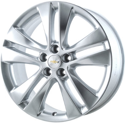 Chevrolet Cruze 2011-2015, Cruze Limited 2016, Sonic 2014-2016 powder coat hyper silver 18x7.5 aluminum wheels or rims. Hollander part number 5477U20.LS09, OEM part number 13254959, 13426344.