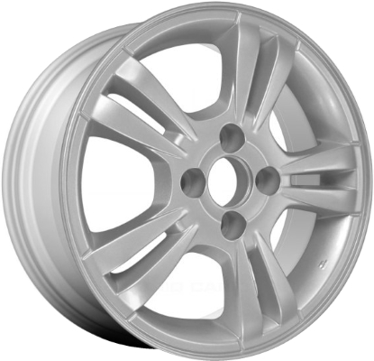 Chevrolet Aveo 2008-2011 powder coat silver 15x6 aluminum wheels or rims. Hollander part number ALY5394, OEM part number 95947420.
