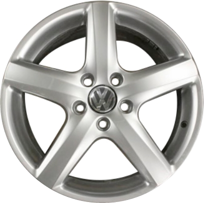 Volkswagen Jetta 2005-2014, Jetta GLi 2008-2014 powder coat bright silver 17x7 aluminum wheels or rims. Hollander part number 69912U20.LS16, OEM part number 1K0601025AE88Z.