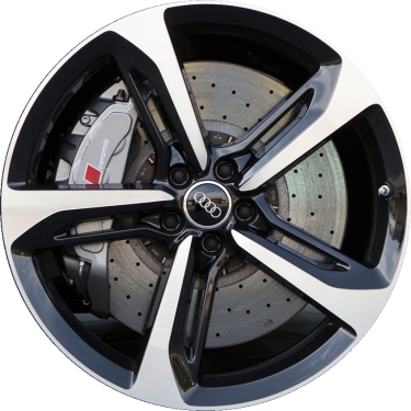 Audi RS7 2014-2018 black machined 21x9 aluminum wheels or rims. Hollander part number ALY58939U45, OEM part number 4G8601025AN.