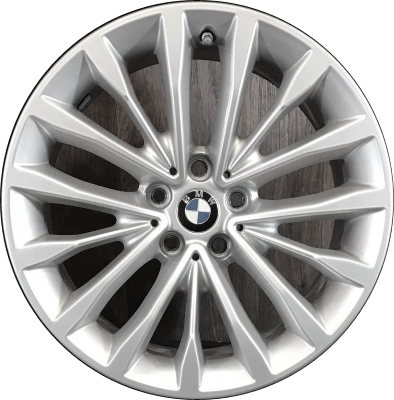 BMW 530e 2018-2023, 530i 2017-2023, 540i 2017-2023, M550i 2018-2020 powder coat silver 18x8 aluminum wheels or rims. Hollander part number 86325, OEM part number 36116863418.