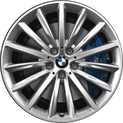 BMW 530e 2018-2023, 530i 2017-2023, 540i 2017-2023, M550i 2018-2020 powder coat silver 19x8 aluminum wheels or rims. Hollander part number 86330, OEM part number 36116863419.