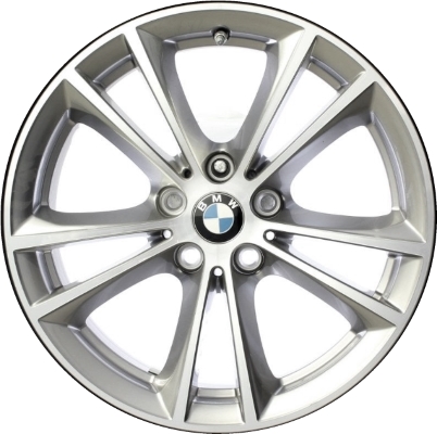 BMW 530e 2018-2020, 530i 2017-2020, 540i 2017-2020, M550i 2018-2019 silver machined 17x7.5 aluminum wheels or rims. Hollander part number 86322, OEM part number 36116863417.