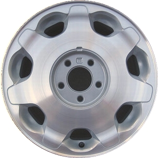 Cadillac Deville 2000-2002 silver machined 16x7 aluminum wheels or rims. Hollander part number ALY4558, OEM part number 9593263.