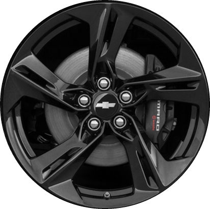 Chevrolet Camaro 2019-2024 powder coat black 20x8.5 aluminum wheels or rims. Hollander part number ALY5874U45, OEM part number 84638180.