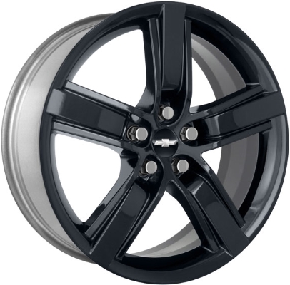Chevrolet Camaro 2012-2015 powder coat black 20x8 aluminum wheels or rims. Hollander part number ALY5577U45, OEM part number 19301172, 22751407.