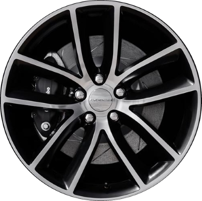 Dodge Challenger RWD 2015-2019, Charger RWD 2015-2019 black polished 20x9 aluminum wheels or rims. Hollander part number 2526U90, OEM part number 5LD371XFAA.